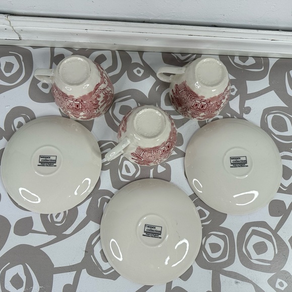 Set of 3 Royal Wessex Pink Willow Rosa Cup & Saucer Set Made in England - Picture 6 of 13